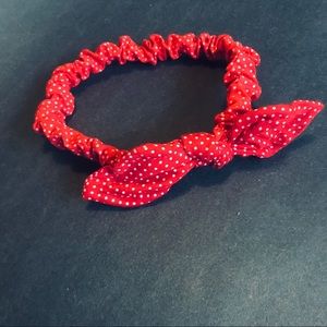Stretchy red and white polka dot pinup headband